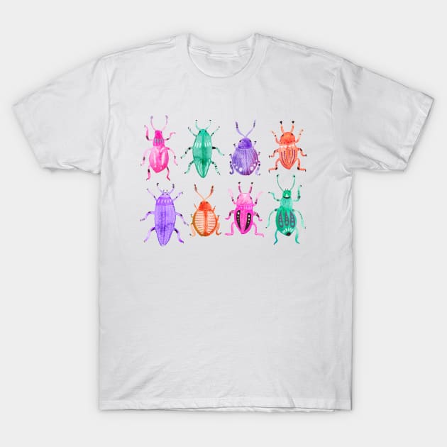 Watercolor Beetles T-Shirt by LauraKatMax